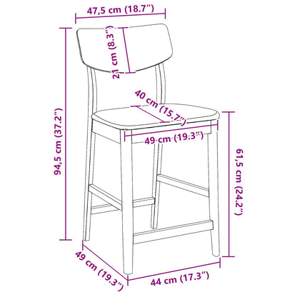 Dining Chairs 2 pcs Natural 48 x 49 x 95 cm Solid Rubber Wood