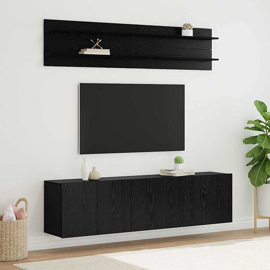 TV Units 6 pcs Black oak Engineered wood