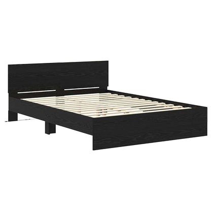 Bed Frame with Headboard Black Oak 140 x 190 cm Engineered Wood