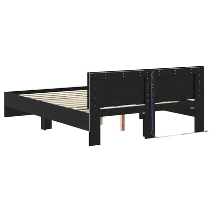 Bed Frame with Headboard Black Oak 140 x 190 cm Engineered Wood