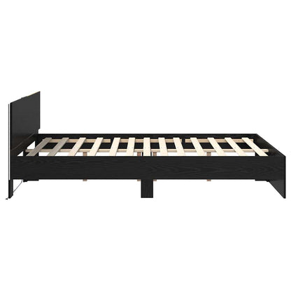 Bed Frame with Headboard Black Oak 135 x 190 cm Engineered Wood