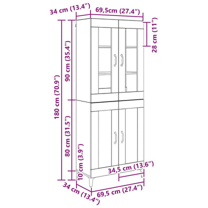 Highboard Old Wood 69.5 x 34 x 180 cm Engineered Wood