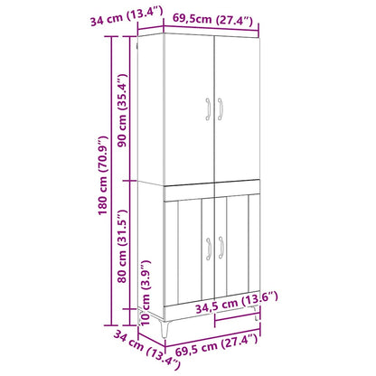 Highboard Artisan Oak 69.5 x 34 x 180 cm Engineered Wood