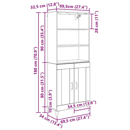 Highboard 2 pcs Old wood Engineered Wood
