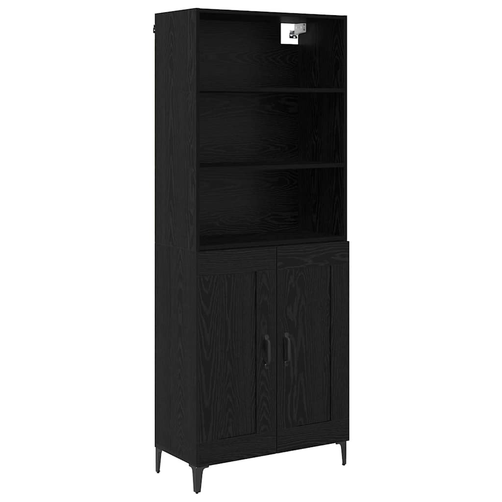 Highboard 2 pcs Black oak Engineered Wood