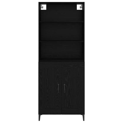 Highboard 2 pcs Black oak Engineered Wood