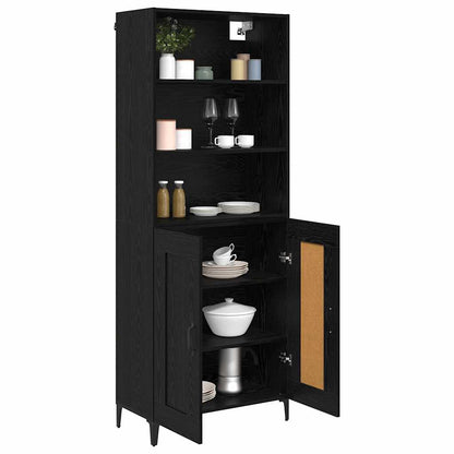 Highboard 2 pcs Black oak Engineered Wood
