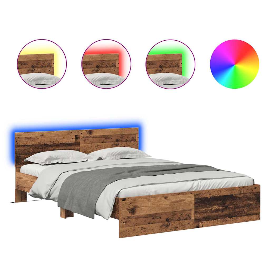 Bed Frame with Headboard Old Wood 120 x 190 cm Engineered Wood