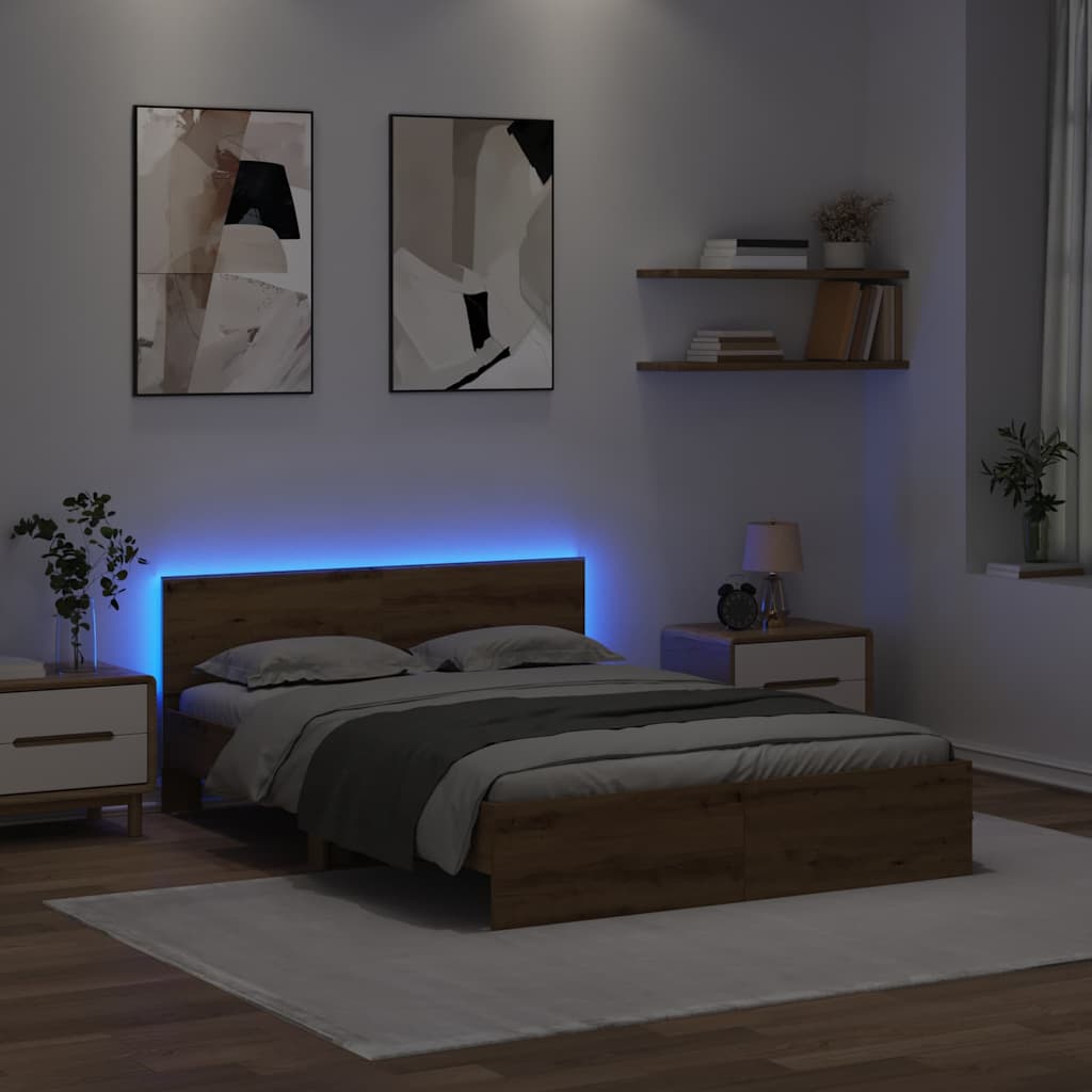 Bed Frame Artisan Oak 120 x 190 cm Engineered Wood