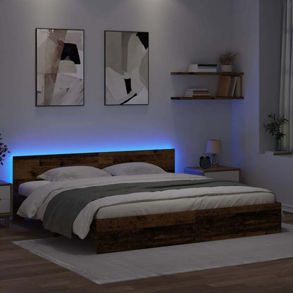 Bed Frame with Headboard Old Wood 180 x 200 cm Engineered Wood
