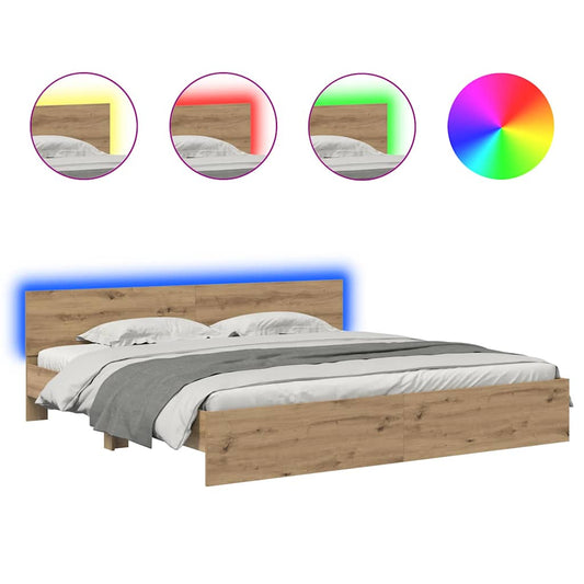 Bed Frame Artisan Oak 180 x 200 cm Engineered Wood