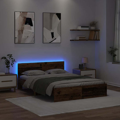 Bed Frame with Headboard Old Wood 140 x 200 cm Engineered Wood