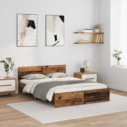 Bed Frame with Headboard Old Wood 140 x 200 cm Engineered Wood