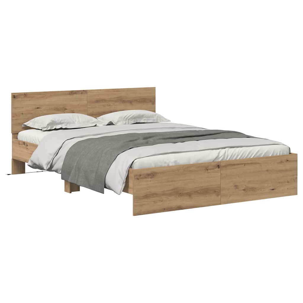 Bed Frame Artisan Oak 140 x 200 cm Engineered Wood
