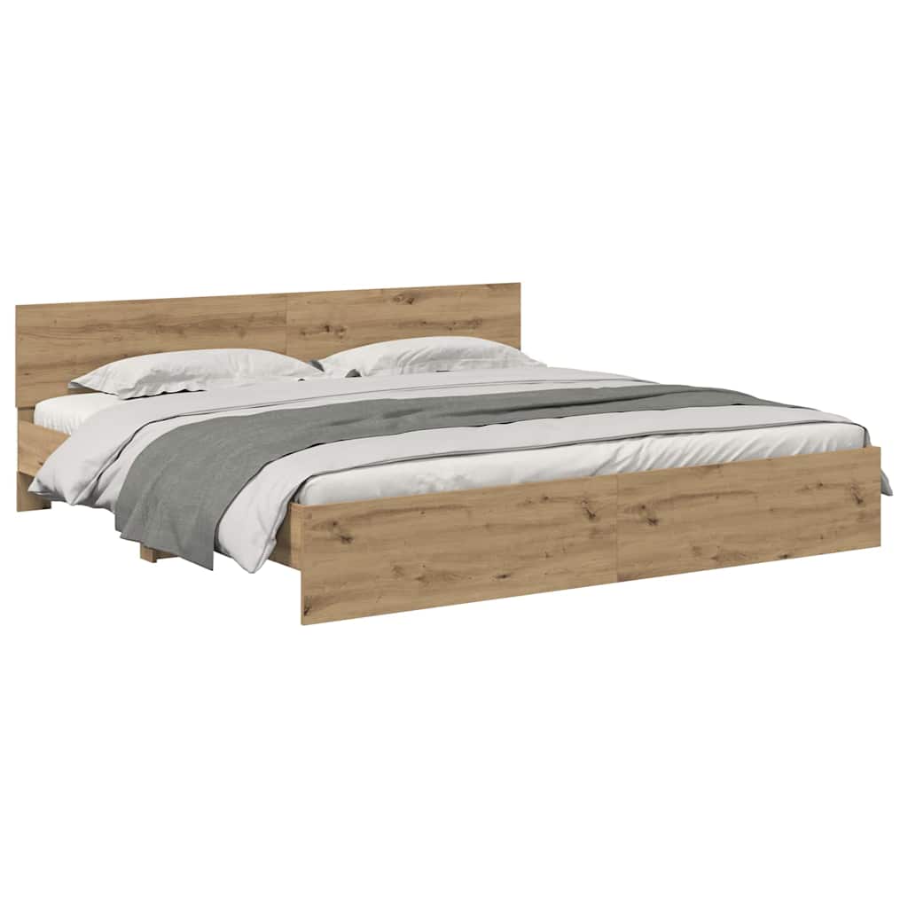 Bed Frame Artisan Oak 200 x 200 cm Engineered Wood