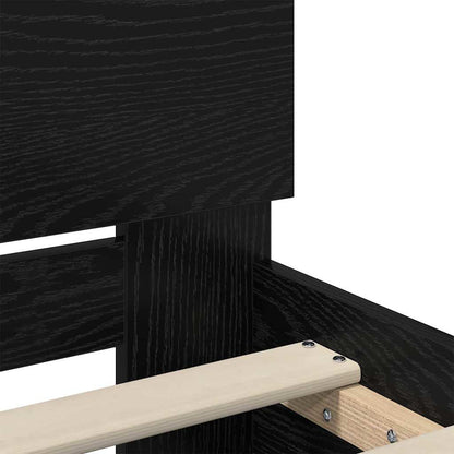 Bed Frame with Headboard Black Oak 200 x 200 cm Engineered Wood