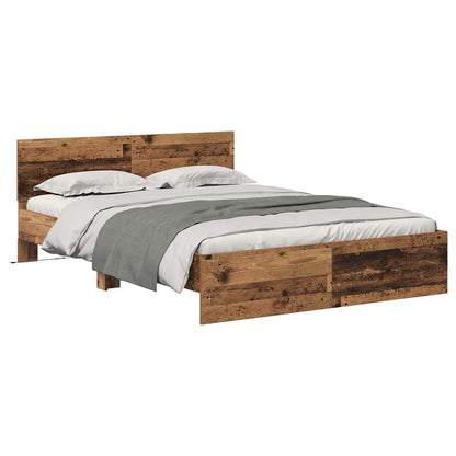 Bed Frame with Headboard Old Wood 150 x 200 cm Engineered Wood