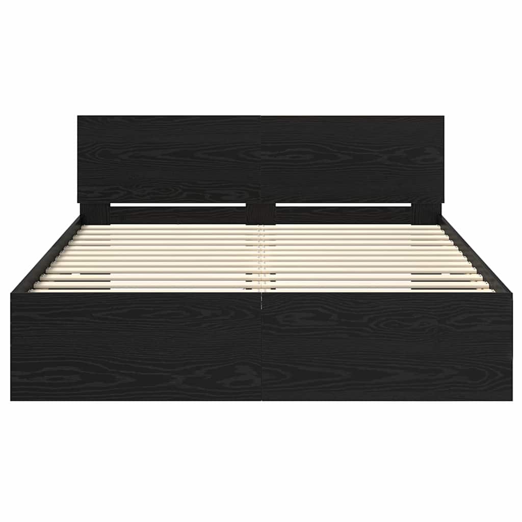 Bed Frame with Headboard Black Oak 150 x 200 cm Engineered Wood