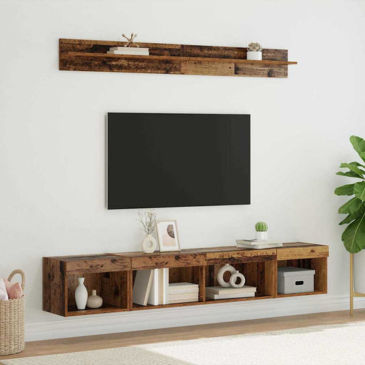 TV Wall Cabinet Set 5 pcs Old Wood Engineered Wood