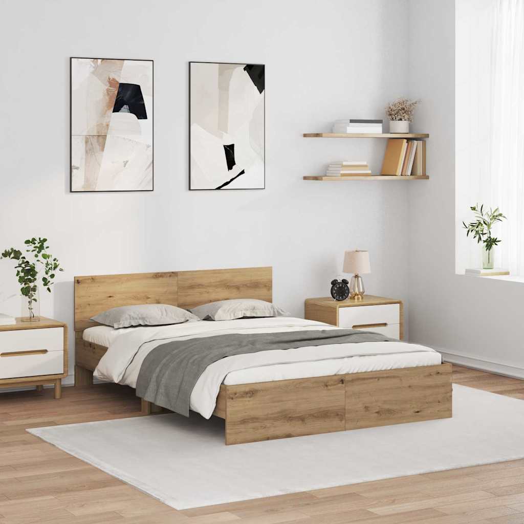 Bed Frame Artisan Oak 160 x 200 cm Engineered Wood