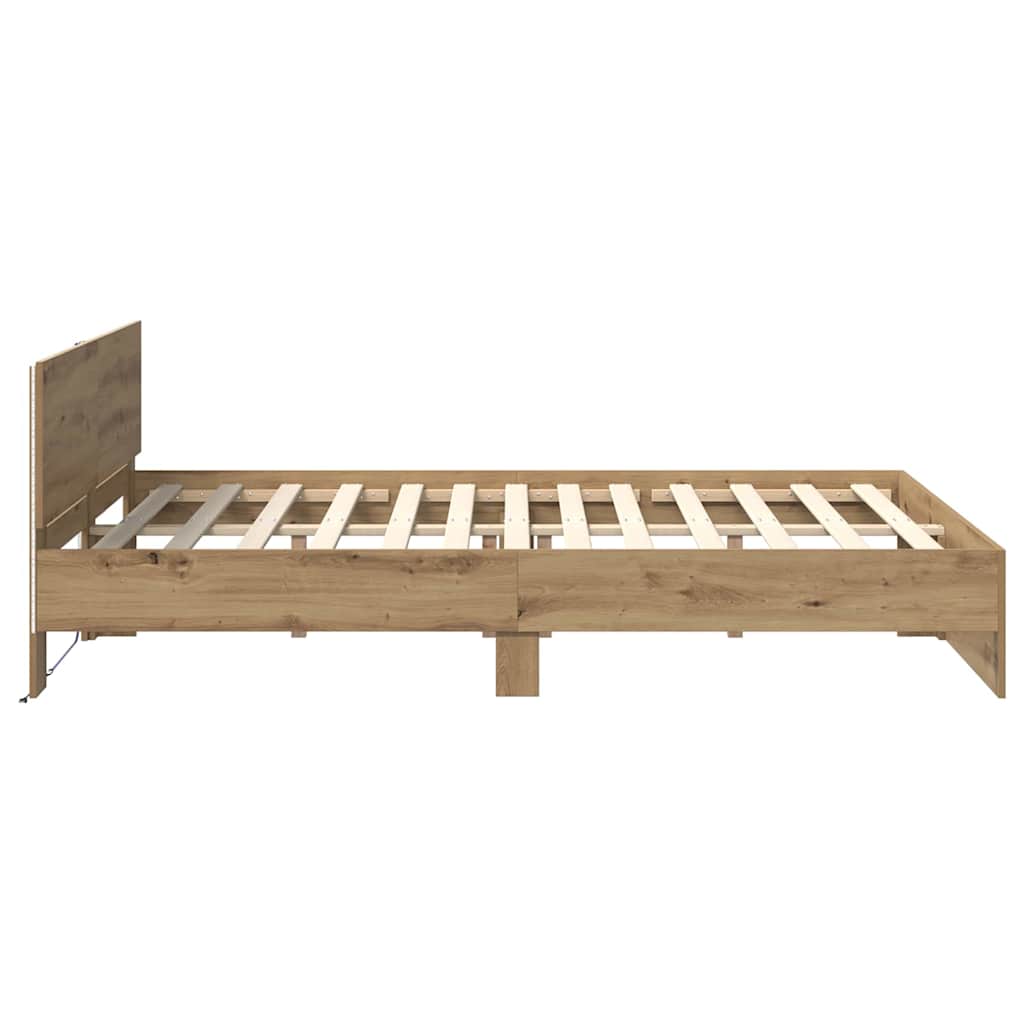 Bed Frame Artisan Oak 160 x 200 cm Engineered Wood