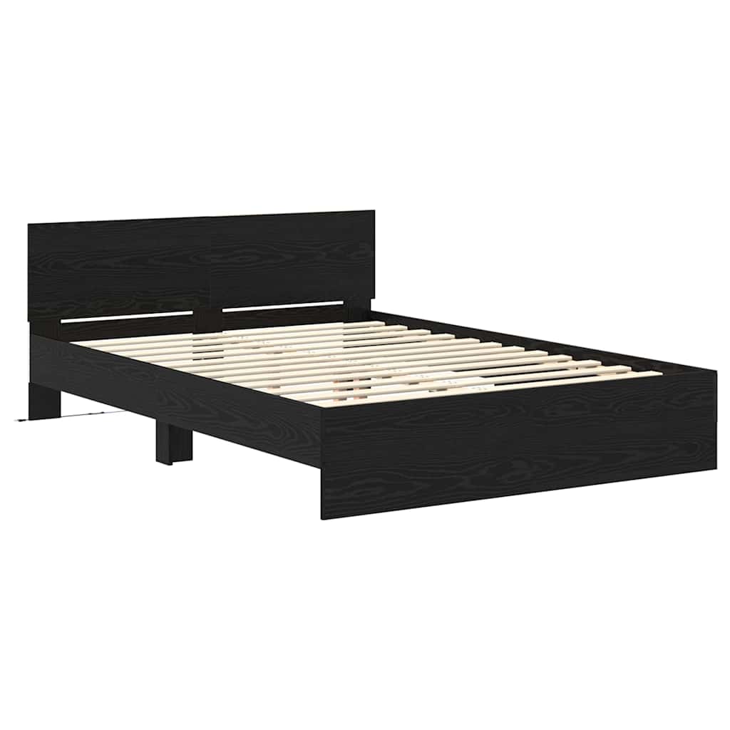 Bed Frame with Headboard Black Oak 160 x 200 cm Engineered Wood