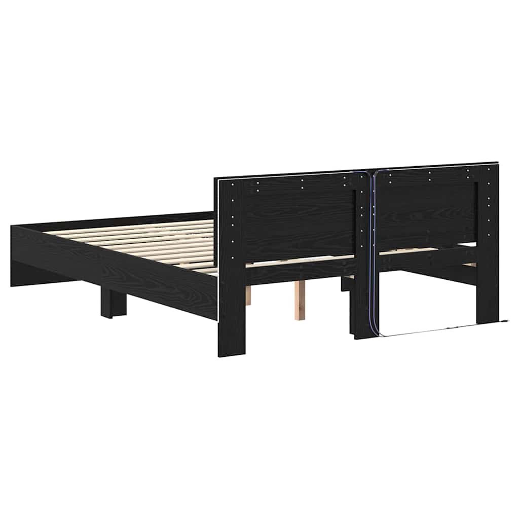 Bed Frame with Headboard Black Oak 160 x 200 cm Engineered Wood