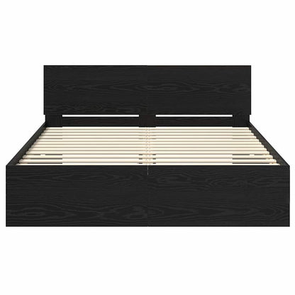 Bed Frame with Headboard Black Oak 160 x 200 cm Engineered Wood