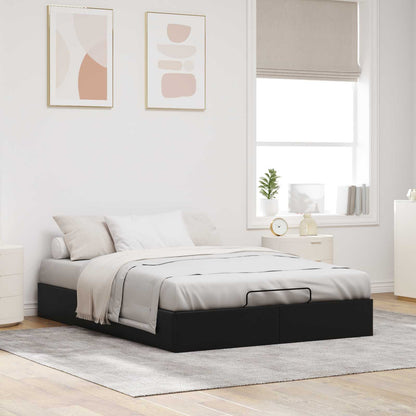 Ottoman Bed Frame Black Queen Size Faux Leather