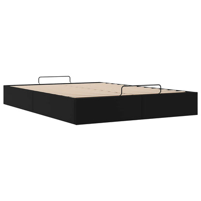 Ottoman Bed Frame Black Queen Size Faux Leather