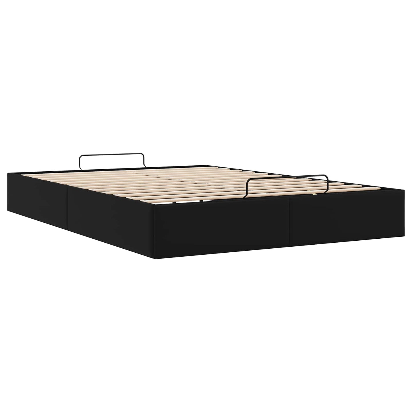 Ottoman Bed Frame Black Queen Size Faux Leather