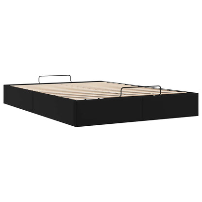 Ottoman Bed Frame Black Queen Size Faux Leather