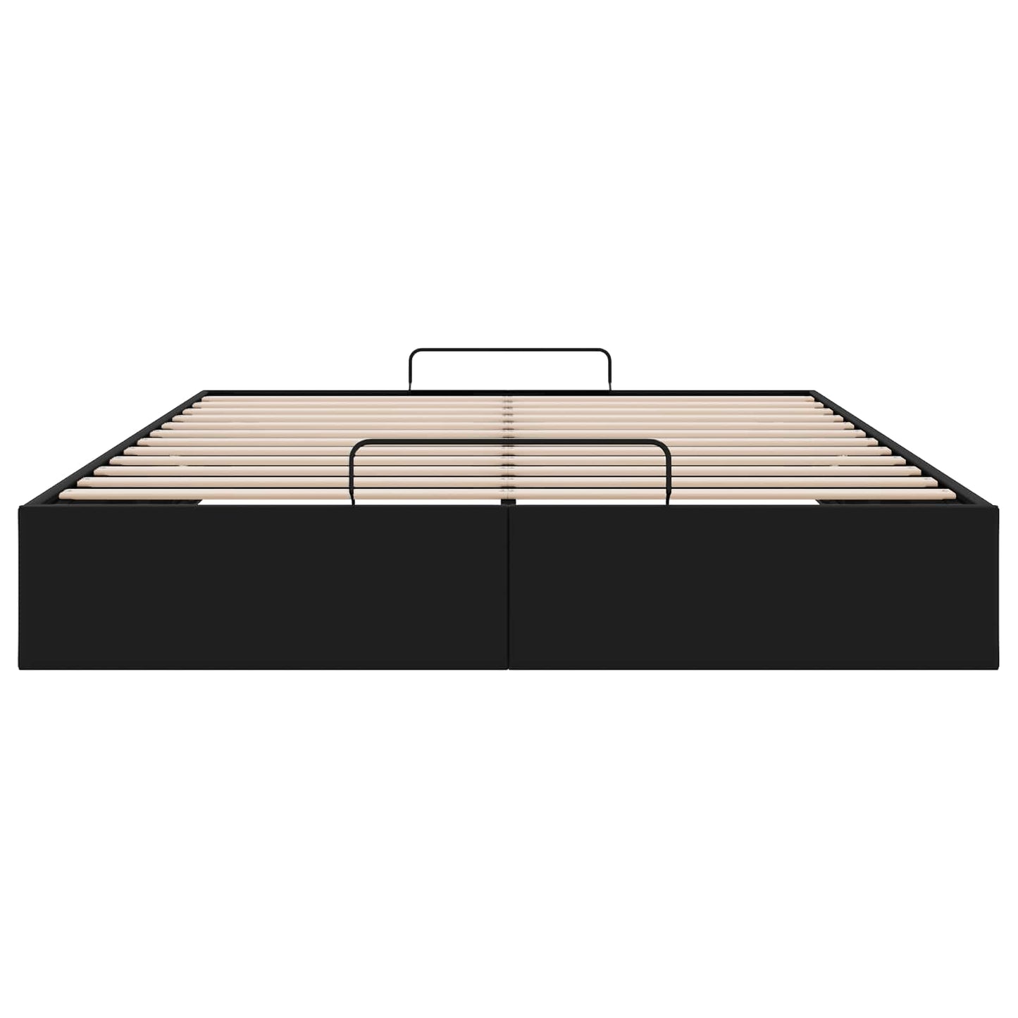 Ottoman Bed Frame Black Queen Size Faux Leather