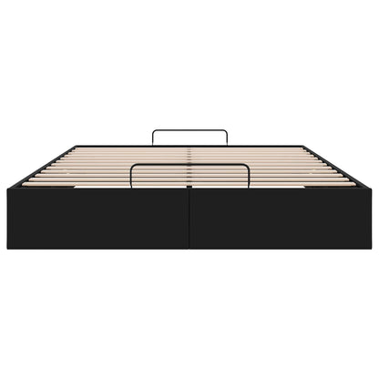 Ottoman Bed Frame Black Queen Size Faux Leather