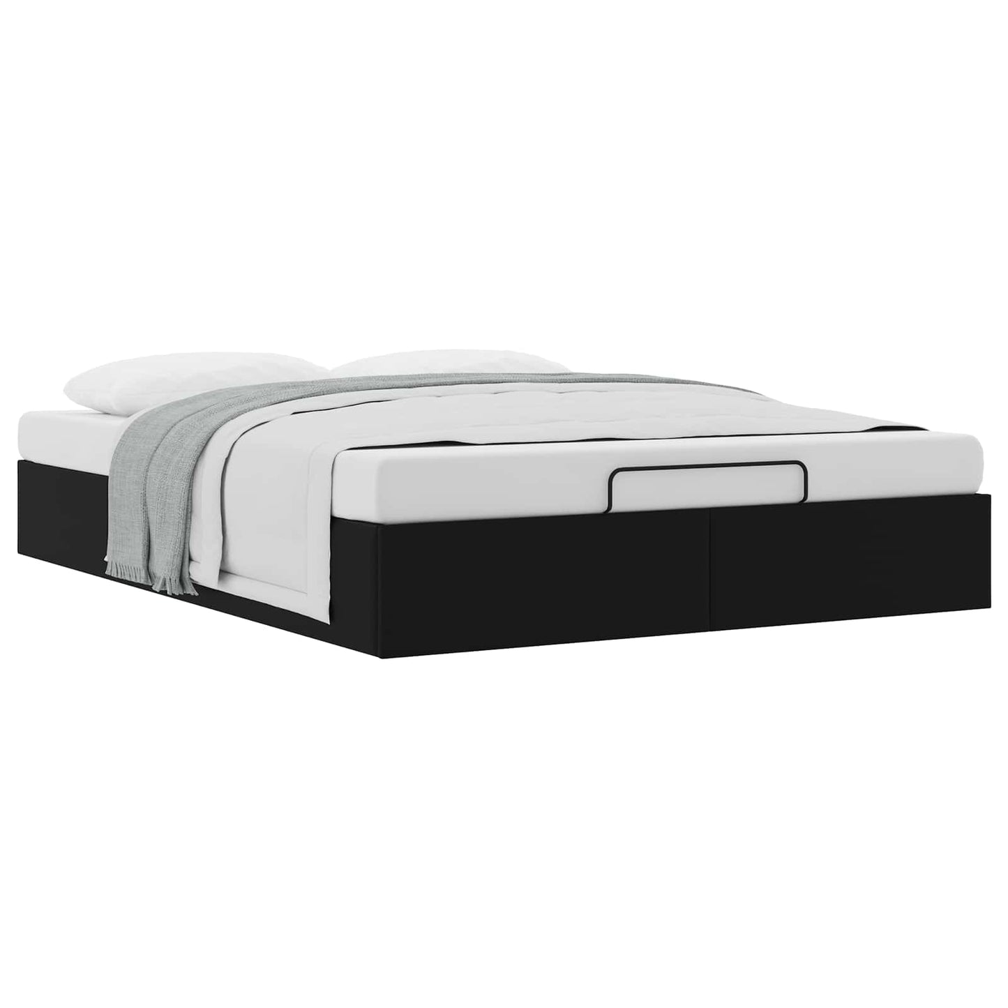 Ottoman Bed Frame Black Queen Size Faux Leather