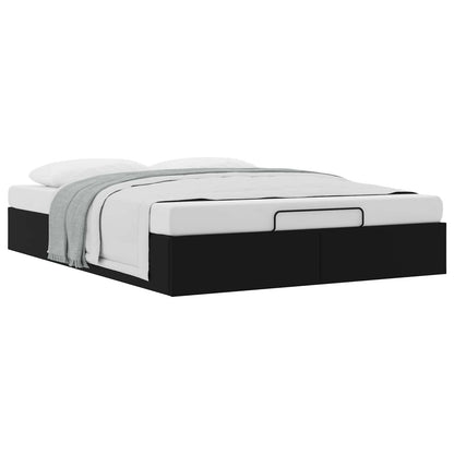 Ottoman Bed Frame Black Queen Size Faux Leather