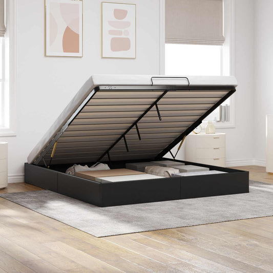 Ottoman Bed Frame Black King Size Faux Leather