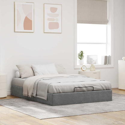 Ottoman Bed Frame Dark Grey Full Size Velvet