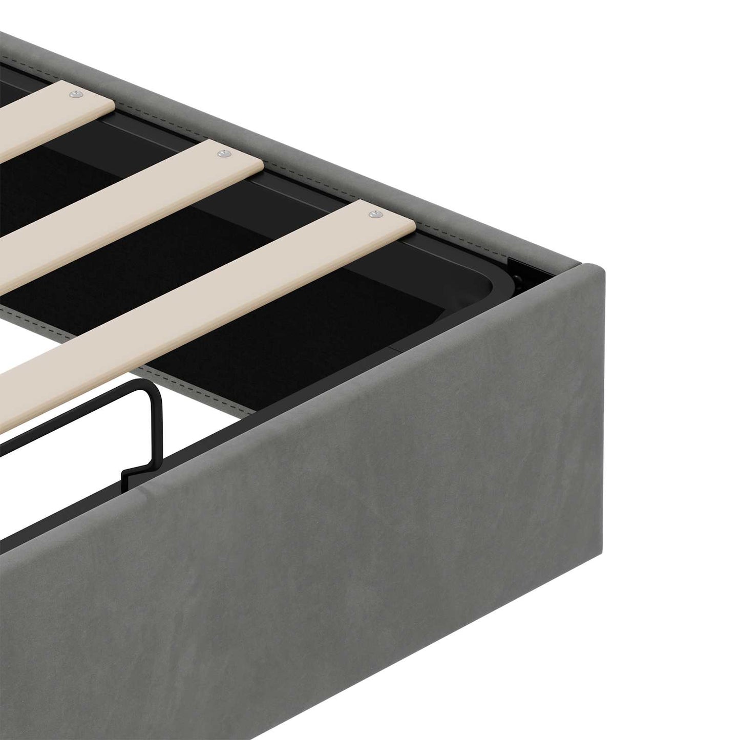 Ottoman Bed Frame Dark Grey Queen Size Velvet