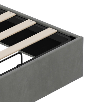 Ottoman Bed Frame Dark Grey Queen Size Velvet