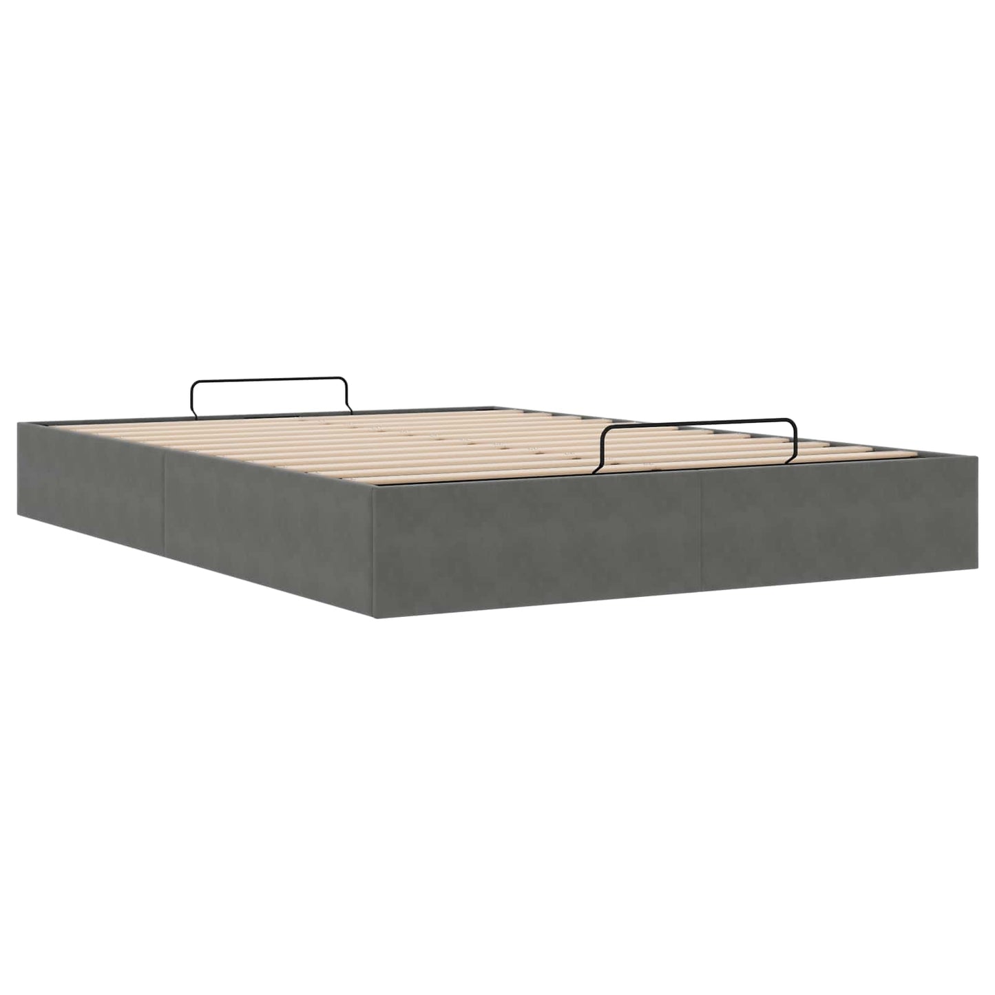 Ottoman Bed Frame Dark Grey Queen Size Velvet