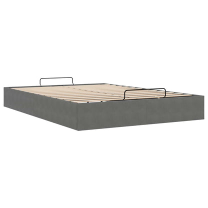 Ottoman Bed Frame Dark Grey Queen Size Velvet