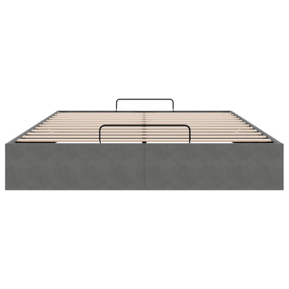 Ottoman Bed Frame Dark Grey Queen Size Velvet