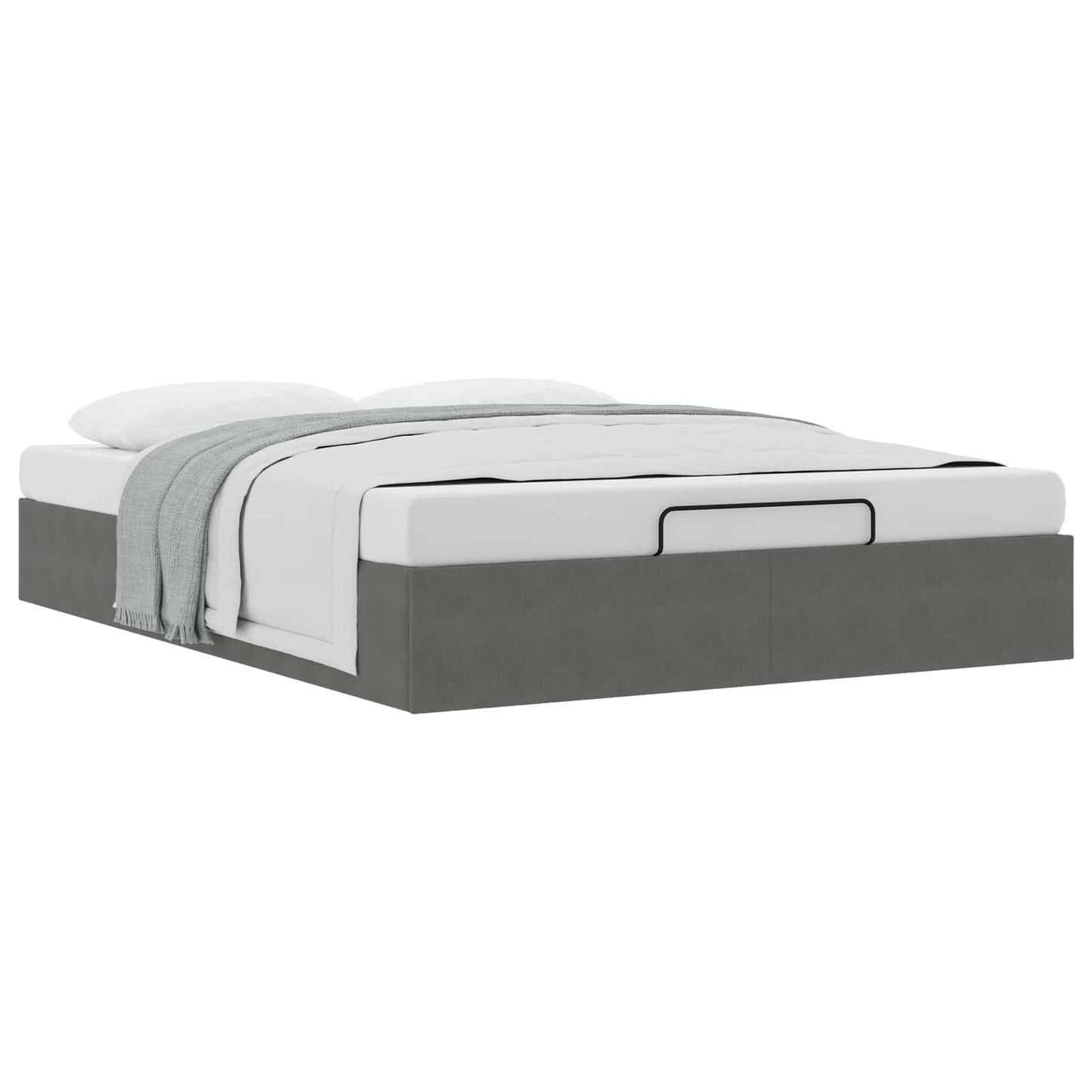 Ottoman Bed Frame Dark Grey Queen Size Velvet