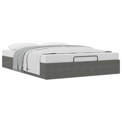 Ottoman Bed Frame Dark Grey Queen Size Velvet