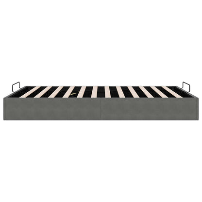Ottoman Bed Frame Dark Grey Queen Size Velvet
