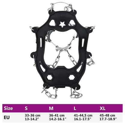 Ice Cleats for Shoes Black L Stainless Steel