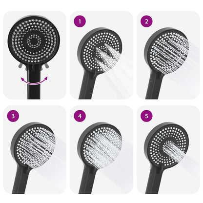Shower Head Set Black G 1 / 2 inches Brass