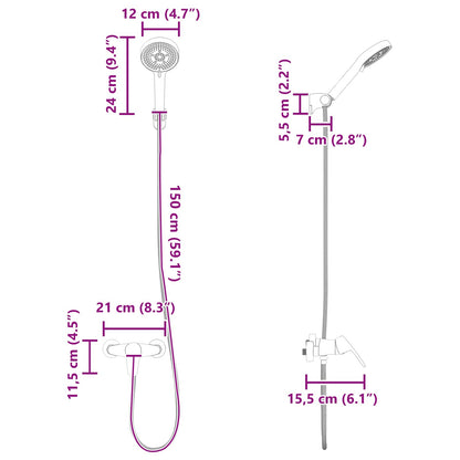 Shower Head Set Black G 1 / 2 inches