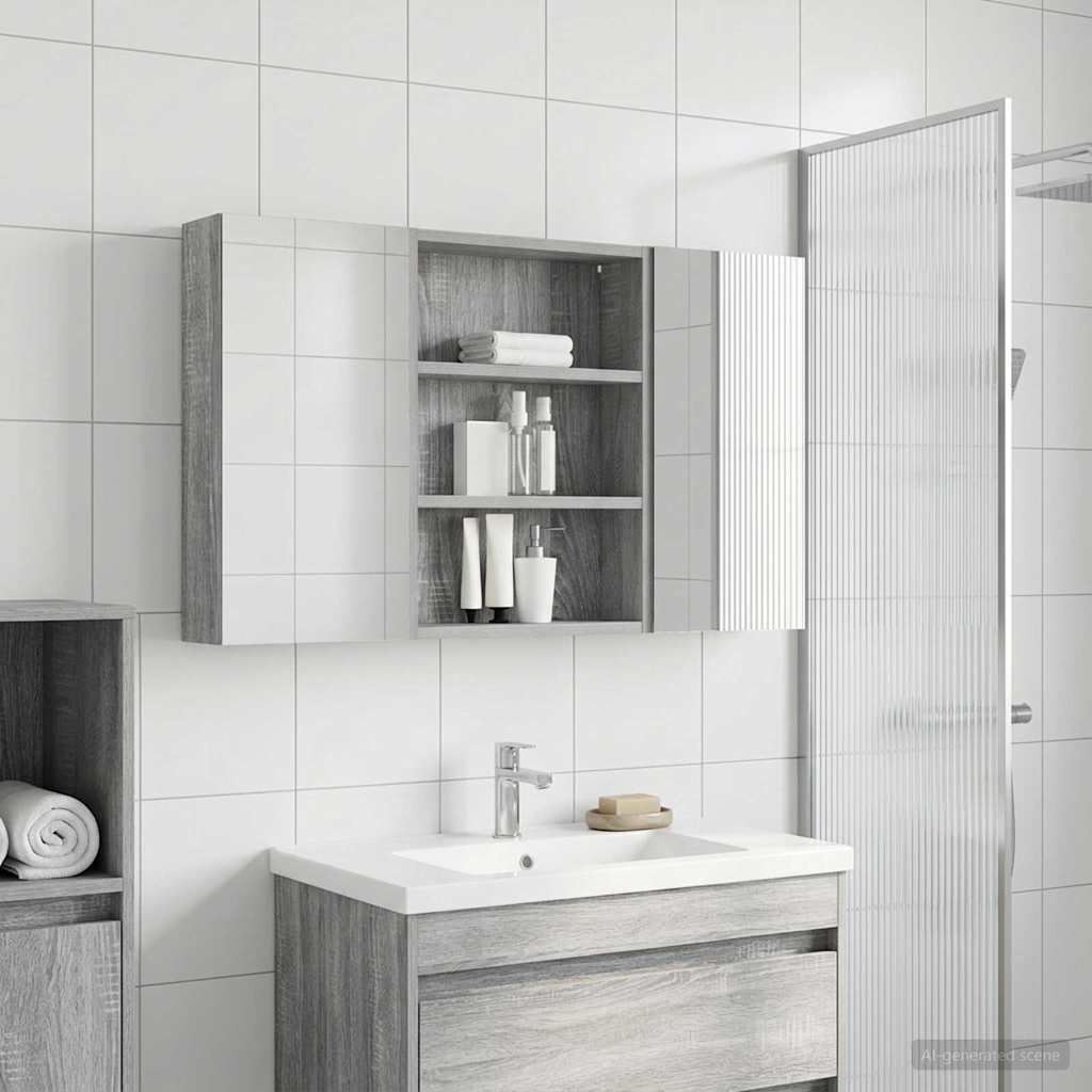 Bathroom Cabinet Set 3 pcs 100 x 10.5 x 50 cm Engineered wood
